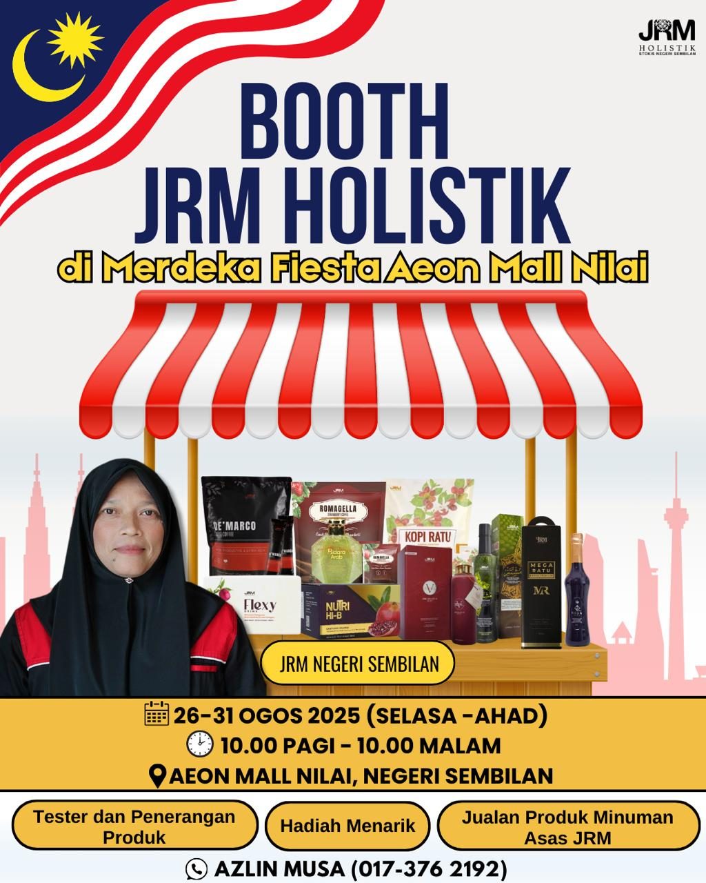 Booth Pengedar JRMNS, Puan Azlin Musa sempena Merdeka Fiesta AEON Mall Nilai — 1